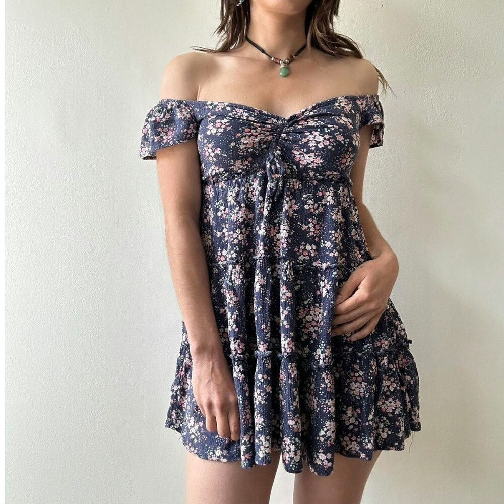 RSQ Blue floral Babydoll dress size small